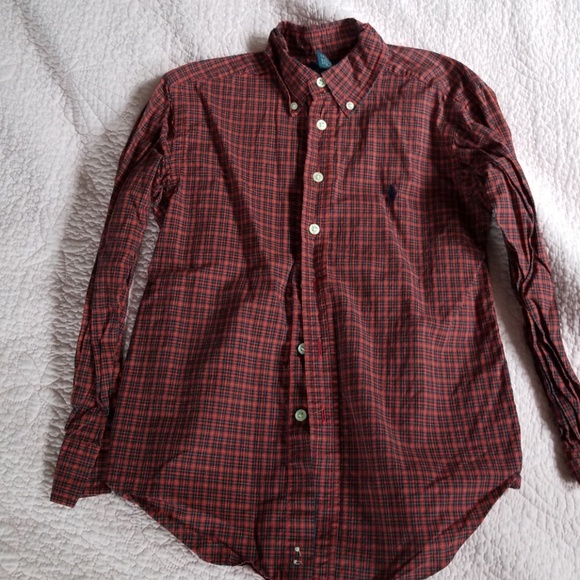 Ralph Lauren Red and Blue Plaid Kids Button Down Shirt - Picture 2 of 2